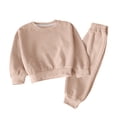 thumbnail image 3 of WAVSUF Girls Sweatshirt Outfits 2 Piece Elastic Waist Long Sleeve Top and Pants Fall Sports Breathable Sets Khaki 6, 3 of 5