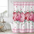 thumbnail image 6 of Polyester Fabric Valentines Day Shower Curtain, Modern Love Heart Eucalyptus Leaf Pink Plaid Waterproof Bathtub Curtain Bathroom Decor Set with Hooks 54 x 78 Inches, 6 of 6