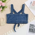 thumbnail image 5 of Zecgelong Toddler Girls Denim Overalls Set Casual Summer Outfit Baby Girl Two Piece Jumpsuit With Straps Spring And Summer Play Clothes For 1 5 Years Old Girls 2 Piece Sets Age 2-3 Years, 5 of 5