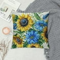 thumbnail image 2 of JEUXUS  Ink Painting Watercolor Yellow Sunflowers Blue Flowers Summer Decorative Throw Pillow Cover Case Home Living Room Bed Sofa Car, 2 of 5