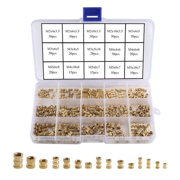 330pcs Assorted Brass Threaded Inserts Durable Brass Knurled Nuts Set Durable