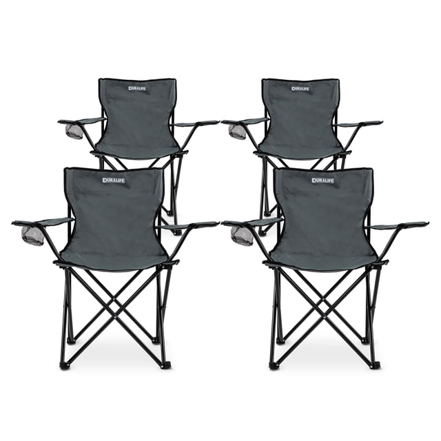 Sillas Camping Y Playa Plegable Portatil Para Exteriores 4 Piezas Gris Duralife Camping