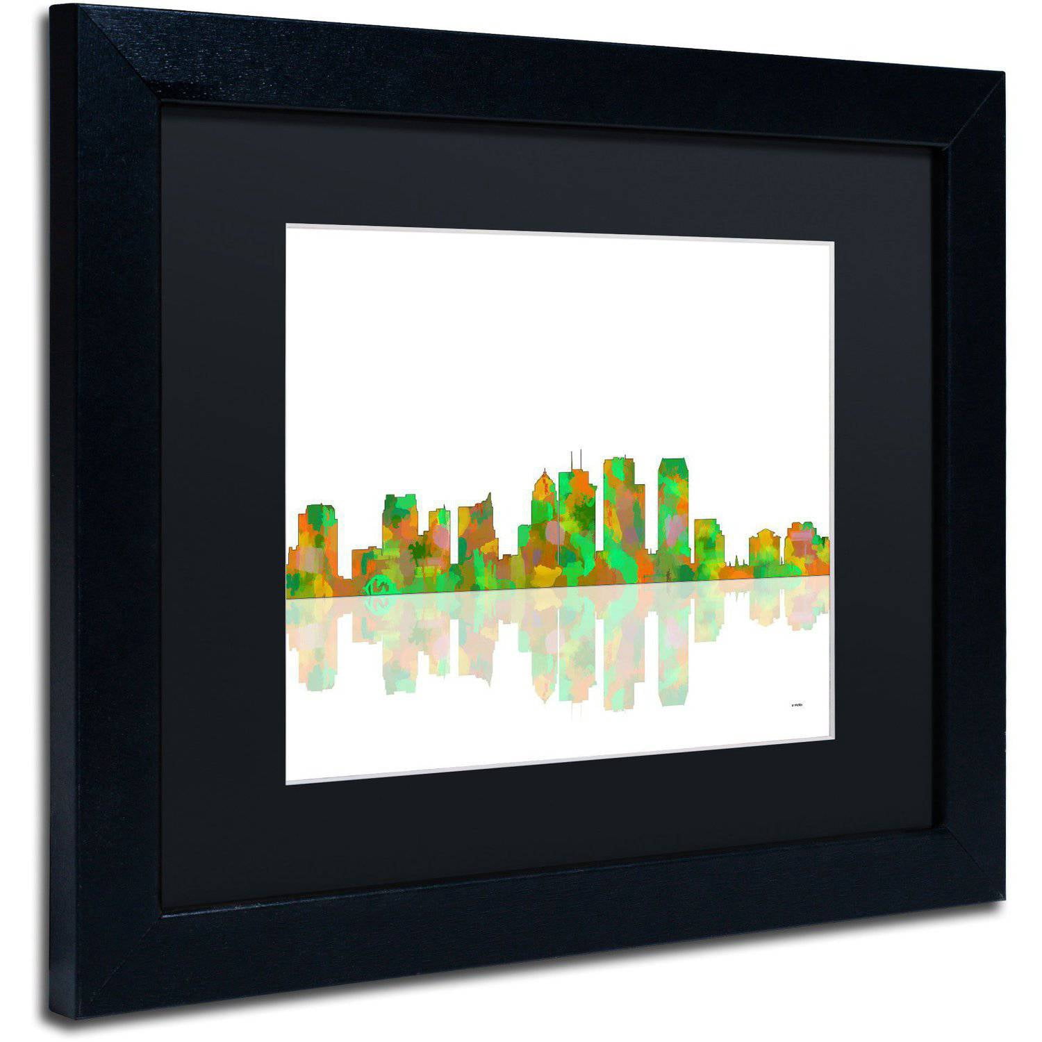 Trademark Fine Art "Tampa Florida Skyline" Canvas Art by Marlene Watson Black Matte, Black Frame