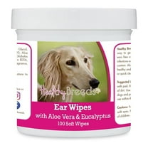 Saluki Ear Cleaning Wipes with Aloe & Eucalyptus for Dogs - 100 Count