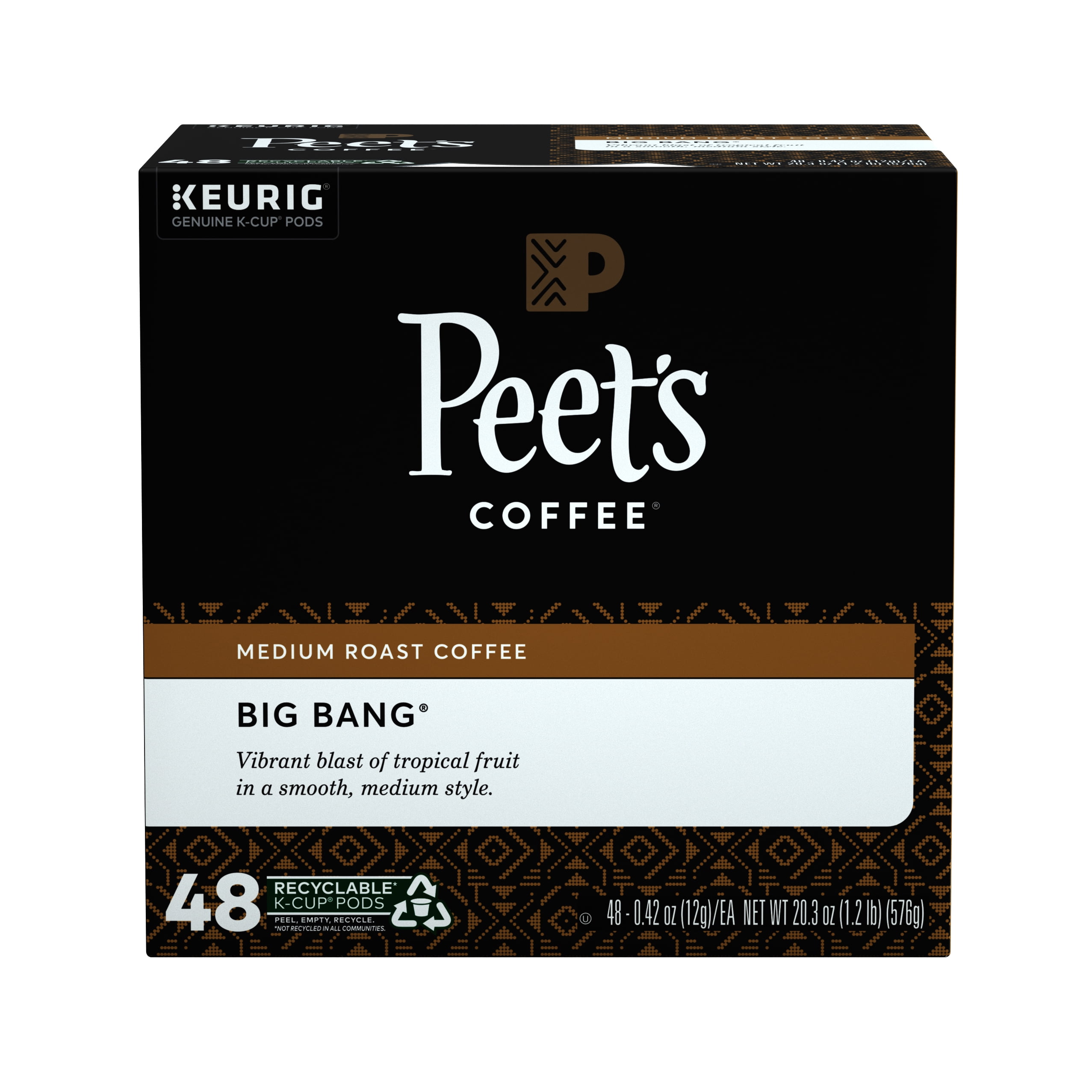Peet's Coffee Big Bang KCup Coffee Pods, Medium Roast, 48 Ct, For