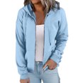 thumbnail image 2 of Lumtrix Womens Zip Up Hoodie Casual Fall Fashion Zipper Sweatshirts,Cozy Cropped Jacket With Pockets For Workout Athletic Travel Sky Blue L, 2 of 5