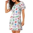thumbnail image 2 of Pofeuu Stamp Set Collection Print Women's Loose Fit Short Sleeve Nightgown, Comfortable Sleep Dress for Women, Casual Lounge Sleepwear, Soft Cotton Sleep Dress, 2 of 6