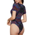 thumbnail image 2 of Salouo Paisley And Owls for Women's Short Sleeve Bodysuit,Sexy Bodysuits One Piece Round Neck Bodysuit Shapewear Tummy Control-Large, 2 of 7