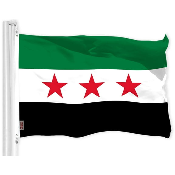 G128 Republic of Syria Flag | 3x5 Ft | LiteWeave Pro Series Printed 150D Polyester | Country Flag, Indoor/Outdoor, Vibrant Colors, Brass Grommets