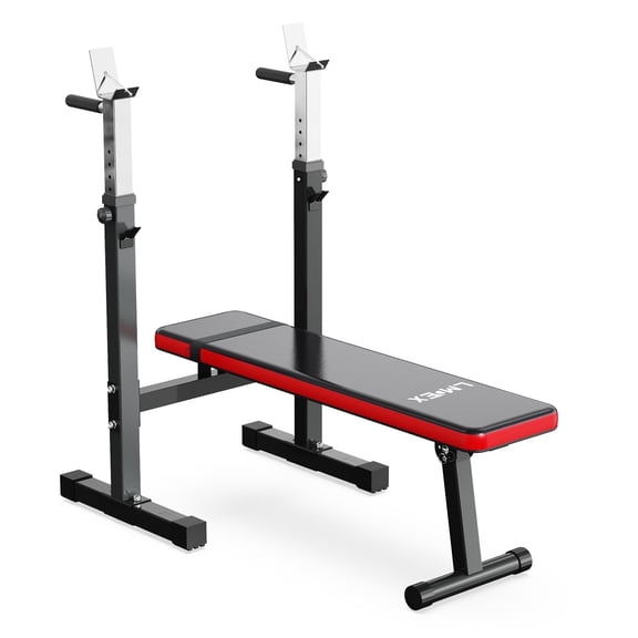 LMDEX Adjustable Weight Bench Folding Fitness Barbell Rack for Full Body Workout Incline & Decline Capability Home Gym Strength