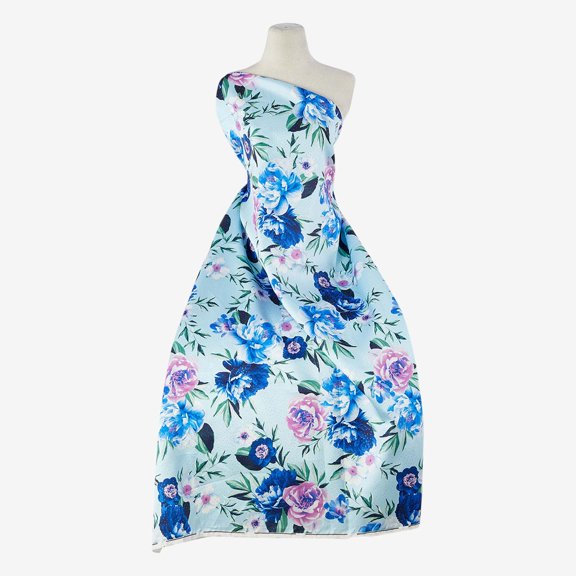 Zelouf Jennie Print Foil Mikado  , Sewing, DIY, Crafts Fabric by the Yard, Sky Multi, 3 Yard