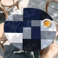 thumbnail image 3 of Black Blue Patchwork Round Fitted Table Cover Abstract Geometric Art Waterproof Table Cloth with Elastic Edge Wipeable Tablecloth for Picnic Camping Party Fits 45"-54" Diameter, 3 of 8