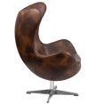 thumbnail image 2 of Black Leather Egg Chair with Tilt-Lock Mechanism, 2 of 4