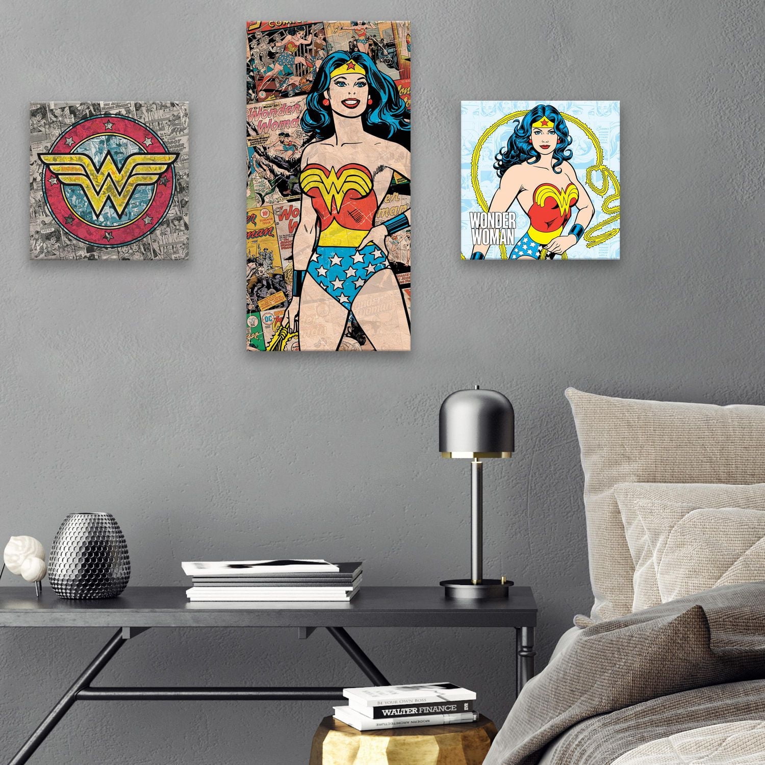Artissimo Designs DC Comics License Multipack2 Coated Embellished Canvas - 22.5W x 22.5H x 1.25D