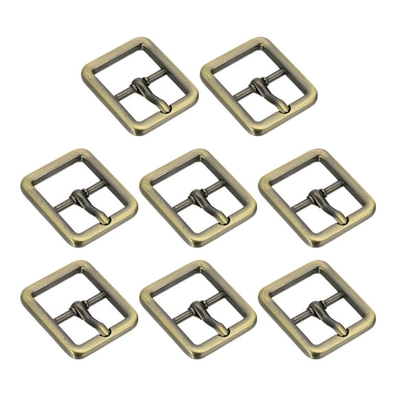 Metal Roller Buckle, 8Pack 0.75 Inch Single Prong Belt Buckle Square Center Bar Buckles for Leather Craft Accessories Belt, Bronze
