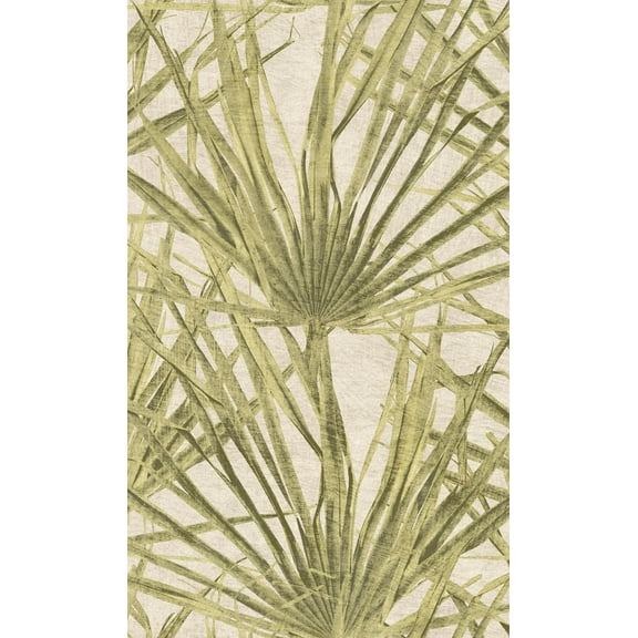 Dusty Yellow Palm Leaf Print Double Roll Non-Woven Non-Pasted Textured Wallpaper 57 Sq. Ft.