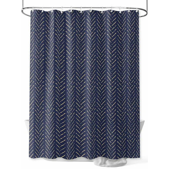 Shower Curtain Navy Blue Stripes Shower Curtains for Bathroom, Waterproof Polyester Shower Curtain Set with Hooks, Extra Long 72" x 84" Modern Art Lines