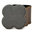 thumbnail image 5 of Baxton Studio Marilyn Modern and Contemporary Transitional Grey and Brown Fabric Upholstered 2-Piece Clover Shaped Storage Ottoman Set, 5 of 10