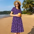 thumbnail image 4 of Disketp Purple Leopard para Vestido de Manga Corta para Mujeres, Vestidos de Verano para Mujeres, Casual y Holgado para la Playa, 4 of 6