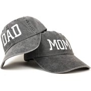 Trendy Apparel Shop Capital Mom and Dad Pigment Dyed Couple 2 Pc Cap Set