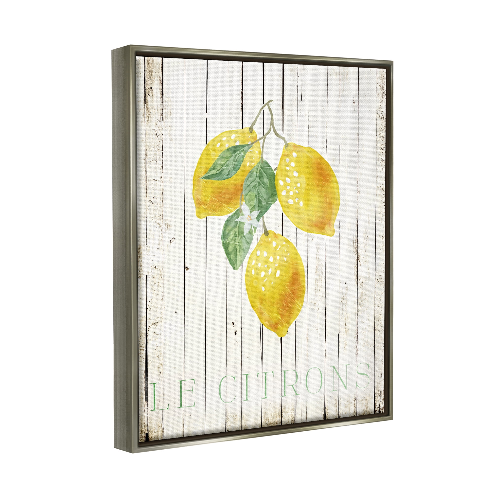 Stupell Le Citrons Lemon Fruits Rustic Food & Beverage Painting Gray Floater Framed Art Print Wall Art