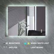 Wonline Details about 35"x27" New Bathroom LED Mirror Anti-Fog Touch Makeup Vanity Mirror Wall Mounted Built-in Light Strip Dimmable Waterproof