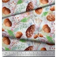 thumbnail image 3 of Soimoi White Rayon Crepe Fabric Apricot & Oaknut Fruits Decor Fabric Printed BTY 46 Inch Wide, 3 of 3