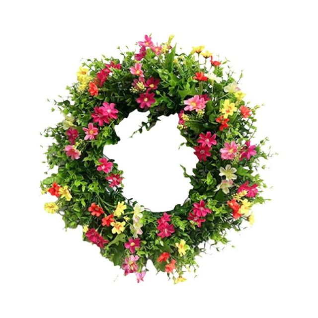 Corona de primavera, corona Artificial de 18 pulgadas, corona de flores Simple, corona colgante para puerta de entrada, granja, boda, ventana, pared