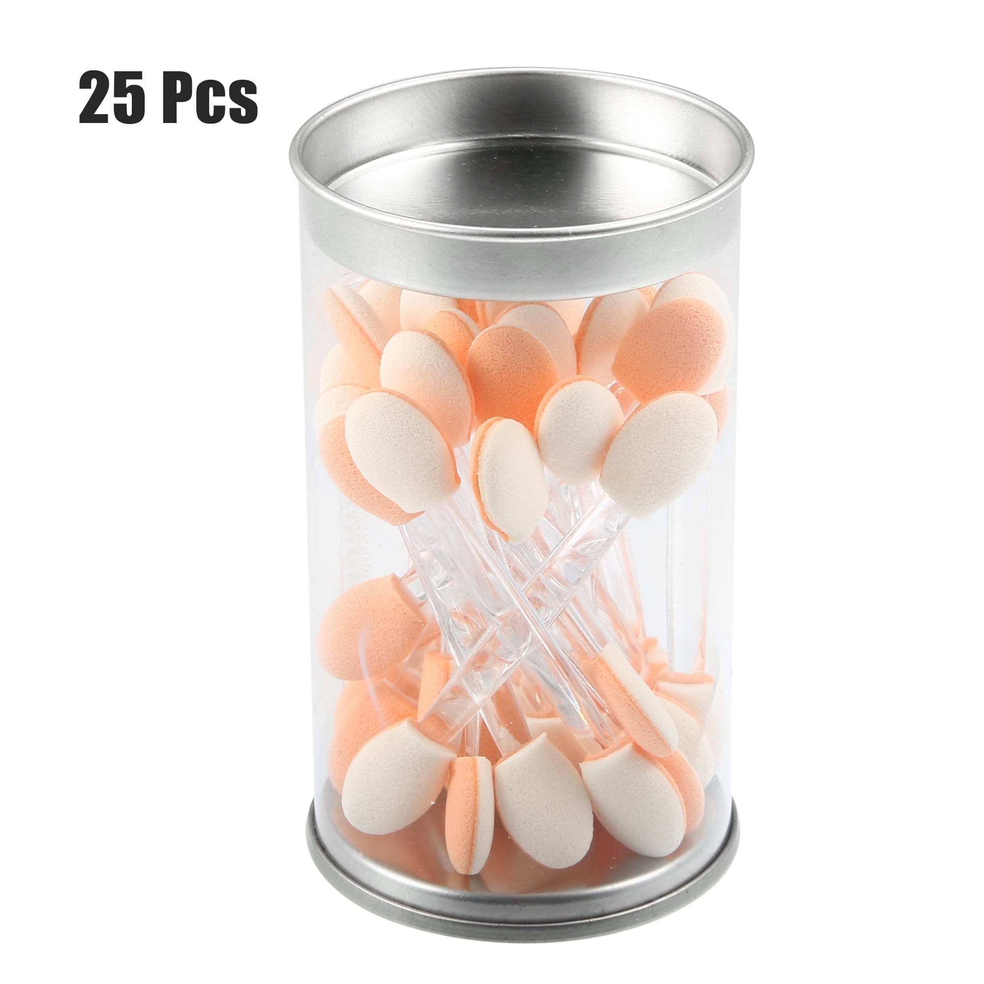 Unique Bargains 25 Pcs Dual Sides Eye Shadow Sponge Applicators with Container Clear