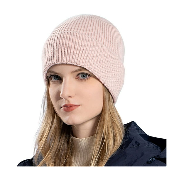 HNMKIU Women's Knit Winter Hat Extra Large Warm Sock Cap for Cold Weather Comfort Pink,One Size