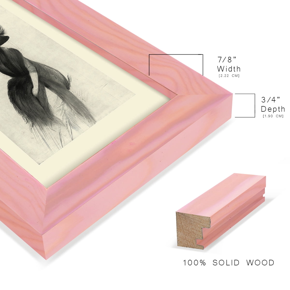 Feather Hat II -Framed Print w/glass-Sunset Pink