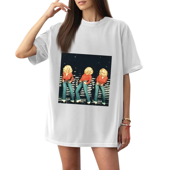Women's Retro Parton Memorial T-shirt Unisex Graphic Dolly T-shirts Short Sleeve Crew Neck T-shirts for Fans Memorial Gift Apparel,(XXL)