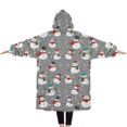 thumbnail image 2 of Oversized Wearable Blanket Hoodie,Gray Christmas Snowman Pattern Sherpa Blanket Hoodie with Super Pockets,Super Warm Fuzzy Pullover for Women & Men, 2 of 6