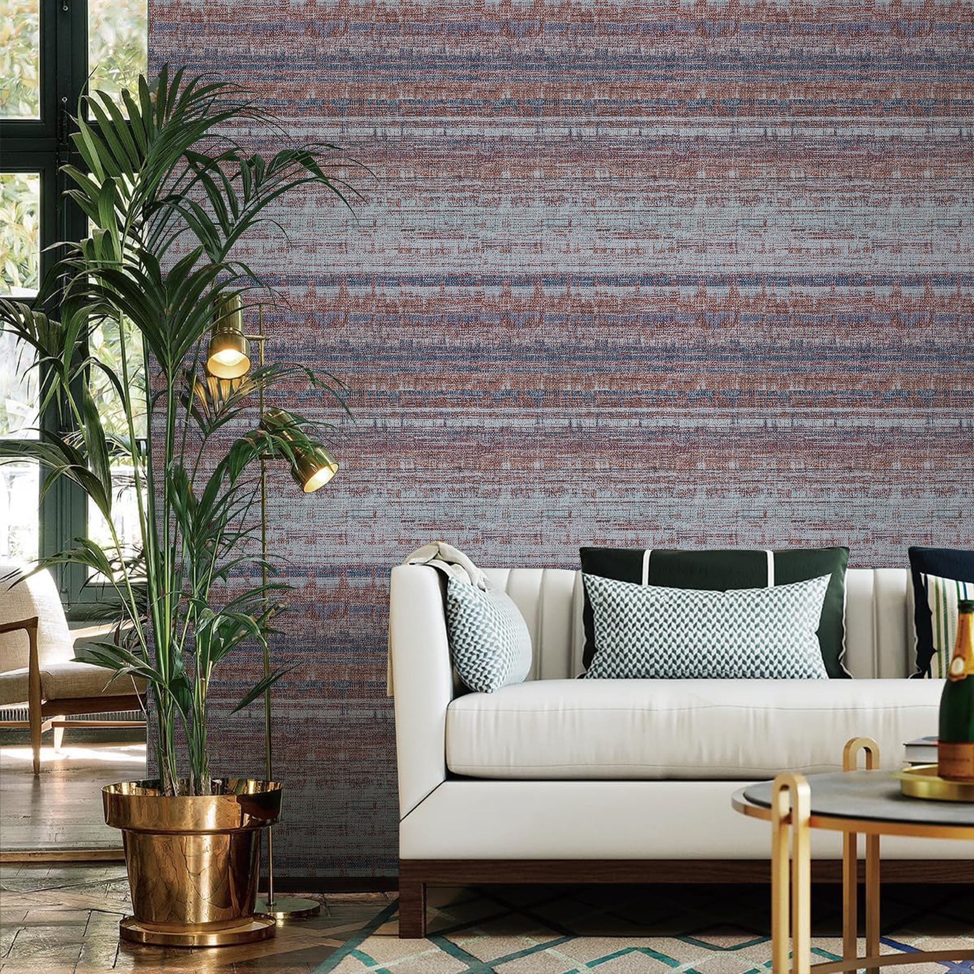UMIGGEE Faux Grass Cloth Multicolor Wallpaper Peel and Stick Wallpaper 17.3-in x 118-in Self-Adhesive Removable Contact Paper for Furniture
