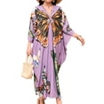 thumbnail image 2 of HAJWOH Women’s Plus Size Kaftan Dress V Neck Batwing Sleeve Lightweight Beach Cover Up Loungewear, 2 of 5