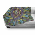 thumbnail image 3 of Psychedelic Soft Flannel Fleece Throw Blanket, Abstract Unusual with Color and Form Details Hippie Retro, Cozy Plush for Indoor and Outdoor Use, 60" x 80", Multicolor, by Ambesonne, 3 of 6