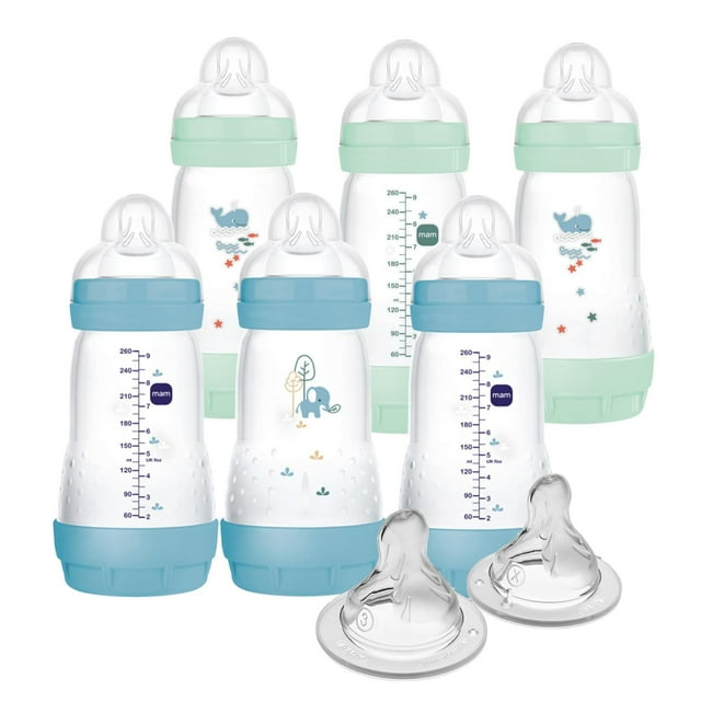 Biberones Anticólicos de Inicio Fácil MAM Azul con Flujo Medio para Bebés de 2 Meses en Adelante