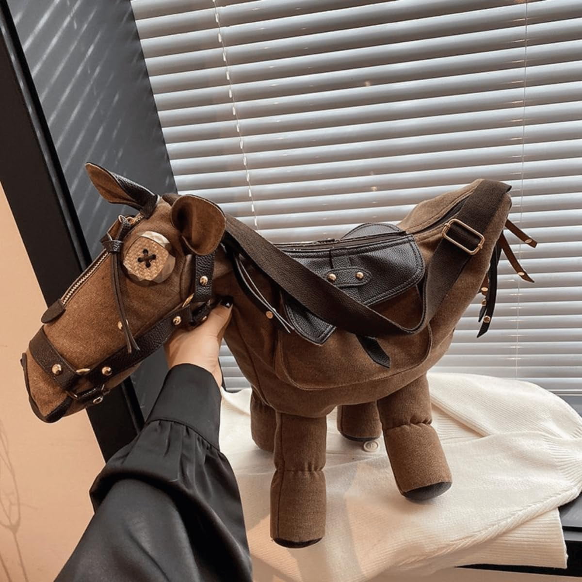 Baguery Western 3D Horse Crossbody Bag - Retro Cowboy Ranch Shoulder Purse with Adjustable 47" Strap (17×15×4")