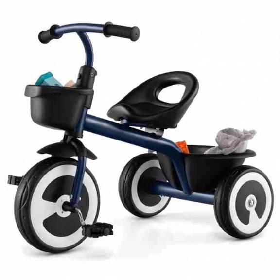 Redsmile Toddler Tricycle for 1.5-5 Year Olds, Kids Trike with Adjustable Seat and Storage Baskets, First Tricycle, Blue