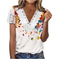 thumbnail image 3 of TaTaai Gift Idea Women’s Fashion Top， Elegant V Neck Printed Blouse， Short Sleeve Pullover for Birthday Present， Mother‘s Day & Special Occasion Gifting Gift, 3 of 5