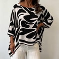 thumbnail image 5 of Printed 3/4 Sleeve Shirts For Women Crewneck High Low Hem Tops Fall Casual Elegant Fashion Flowy Tunic Shirt, 5 of 7