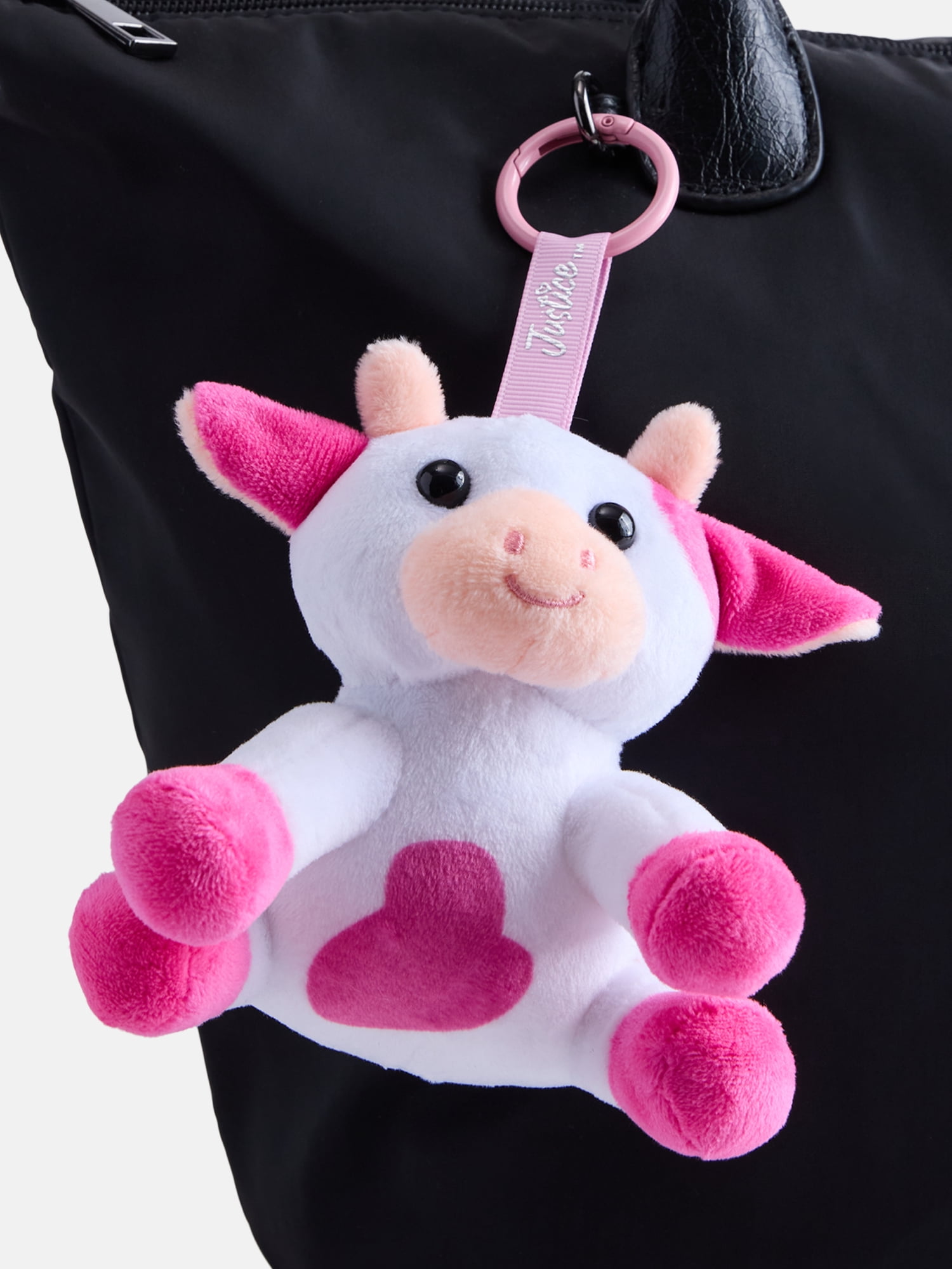 Justice Girls Plush Animal Bag Charm, Cow