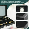 thumbnail image 6 of Novel Box Black Glass Case 14.75x8.25x2.1 Inches with 72-slot Black Ring Foam Liner & Metal Clasp, 6 of 8