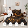 thumbnail image 4 of Castle Fairy Abstract Neon Block Queen Comforter Set 3 Pieces,Minimalism Glowing Geometric Comforter Sets Queen,Orange Black,Reversible,1 Comforter and 2 Pillowcases, 4 of 6