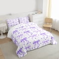 thumbnail image 3 of jejeloiu Lovely Bow Tie Full Size Comforter Sets,Purple Heart Print Bedding Sets For Girls Reversible 3pcs, 3 of 8