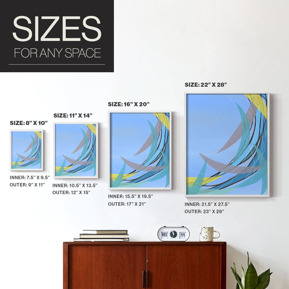 Circulating Flow II Framed Print in White Solid Wood Framed Print No Nail Hanging