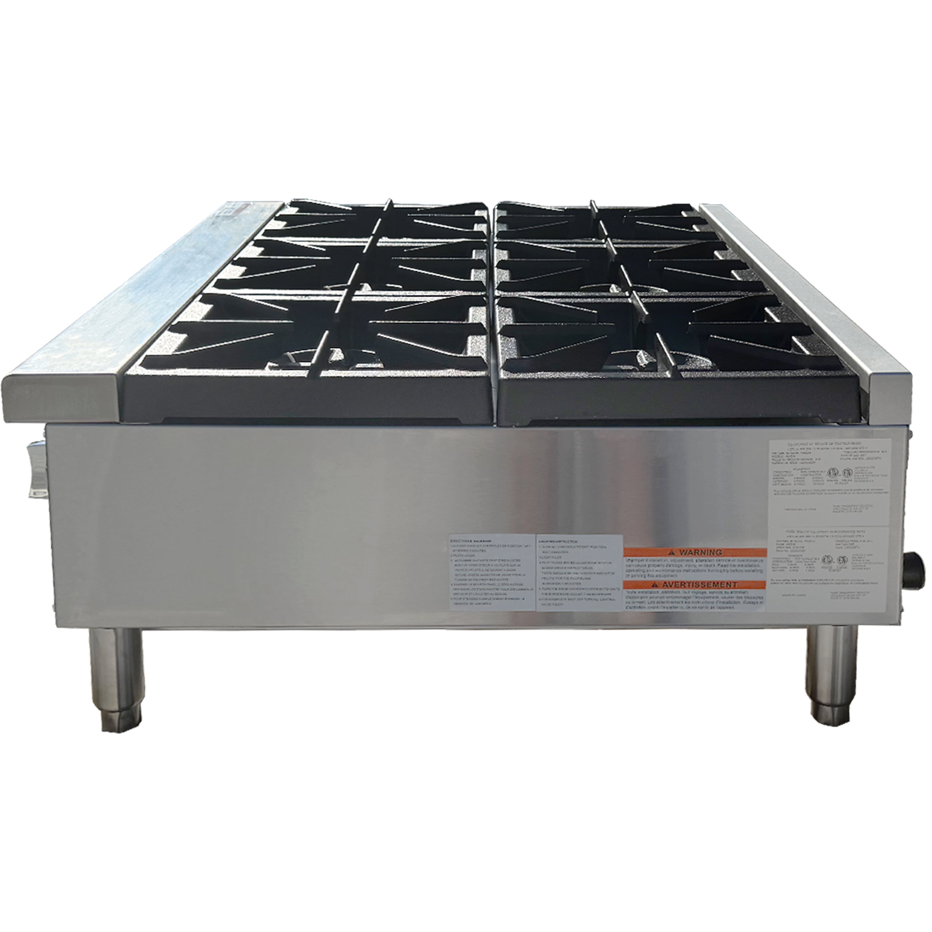 36" Commercial Gas Hot Plate – 6 Burner Stainless Steel Countertop Range, 180,000 BTU, NSF & ETL Certified, Heavy Duty Cast Iron Grates