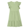 thumbnail image 4 of Spazoro Toddler Girls A-Line Dress, Short Sleeve Casual Round Neck Floral Print Princess Dresses for Child Girls Green Size 13 T, 4 of 7