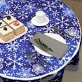 thumbnail image 5 of Winter Tablecloth Round - Blue Snowflake Round Table Cloths 60 Inch Snowy Xmas Reindeer Table Cover for Dinner Kitchen Picnic, 5 of 8