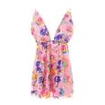 thumbnail image 6 of DHFJKG Womens Sparkly Sequins Dresses Sexy Deep V Neck Backless Floral Adjustable Spaghetti Strap Mini Dress Night Party Wear Stylish Dresses, 6 of 7